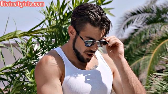 Big-titted TS buttfucked by lover