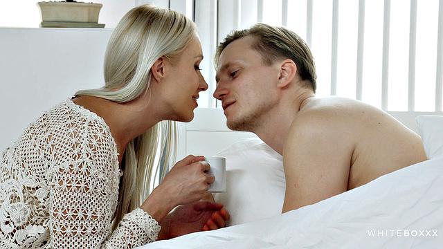 Blonde girl relaxing with anal sex