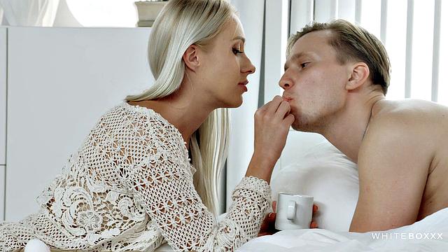 Blonde girl relaxing with anal sex