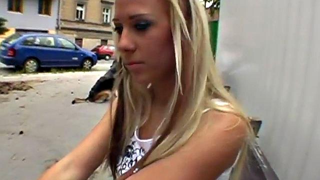 Sexy public babe fucked wildly in tight pussy