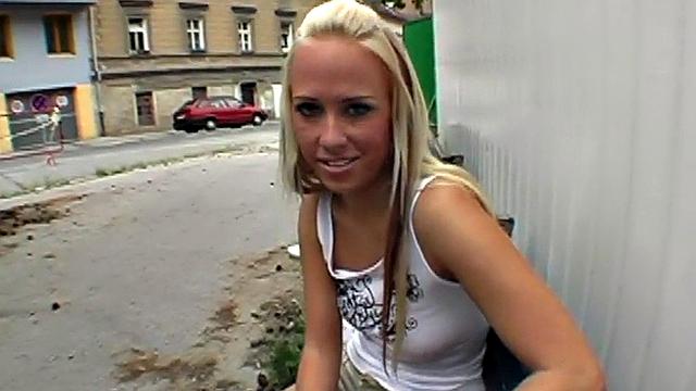 Sexy public babe fucked wildly in tight pussy