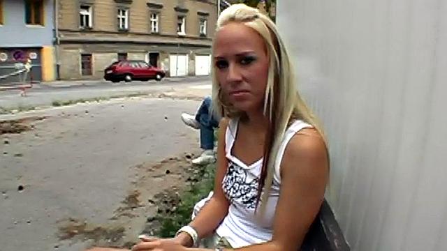 Sexy public babe fucked wildly in tight pussy