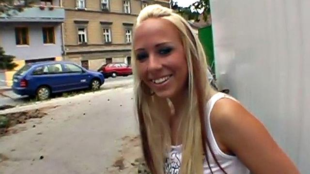 Sexy public babe fucked wildly in tight pussy