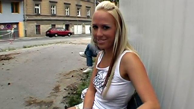 Sexy public babe fucked wildly in tight pussy