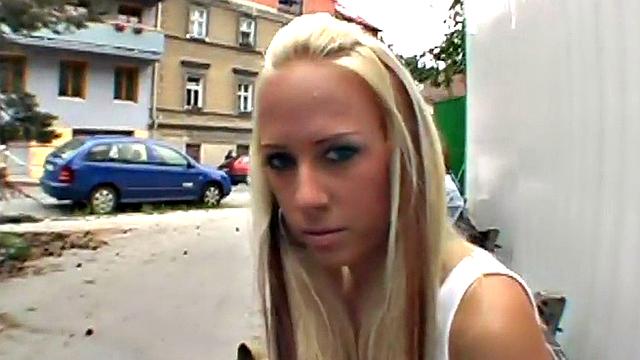 Sexy public babe fucked wildly in tight pussy