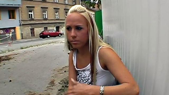 Sexy public babe fucked wildly in tight pussy