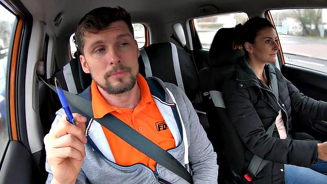 Driving slut pleases her instructor to pass the test