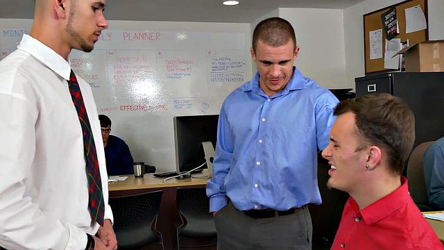 A hot employee get pounded hard by her boss in a wild office threesome