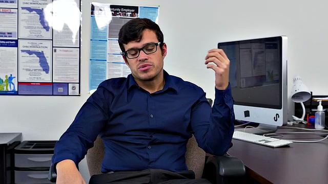 A hot employee get pounded hard by her boss in a wild office threesome