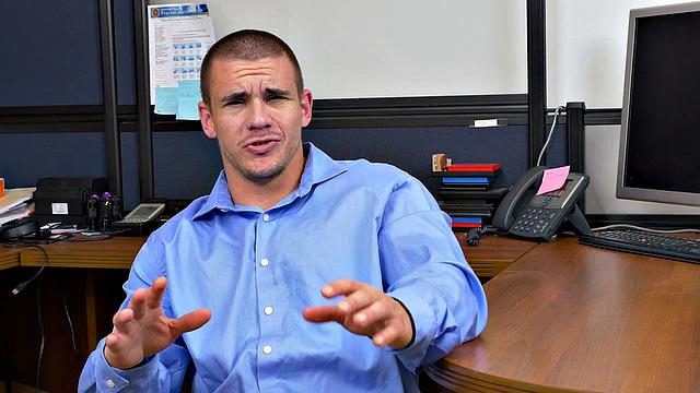 A hot employee get pounded hard by her boss in a wild office threesome