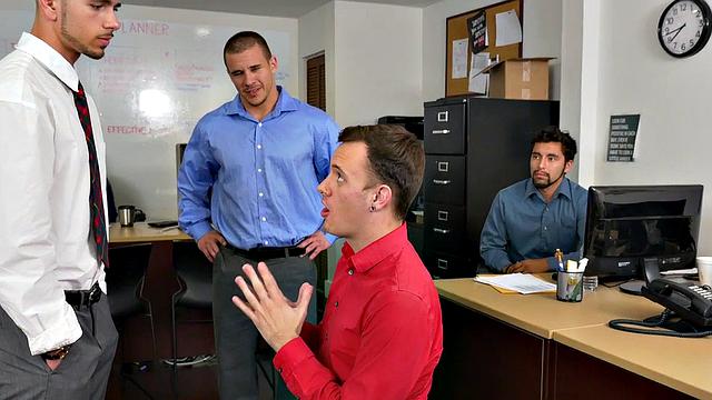 A hot employee get pounded hard by her boss in a wild office threesome