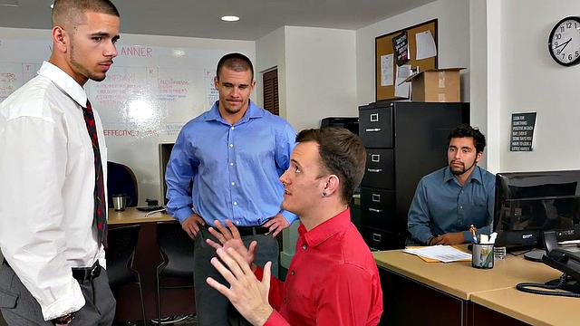 A hot employee get pounded hard by her boss in a wild office threesome