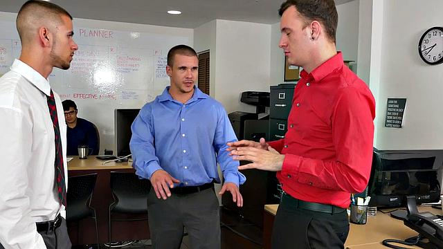 A hot employee get pounded hard by her boss in a wild office threesome