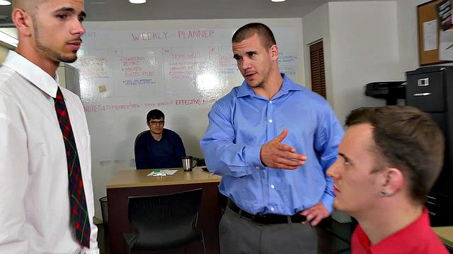 A hot employee get pounded hard by her boss in a wild office threesome