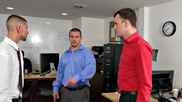 A hot employee get pounded hard by her boss in a wild office threesome