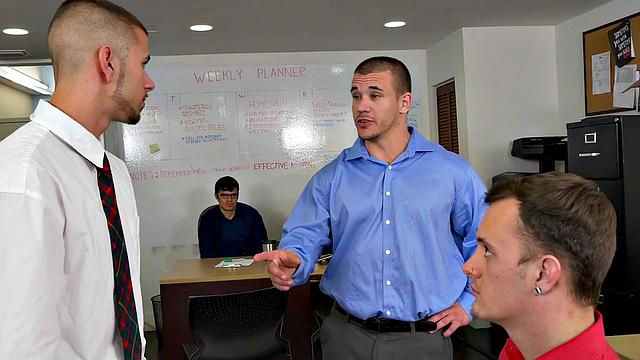 A hot employee get pounded hard by her boss in a wild office threesome