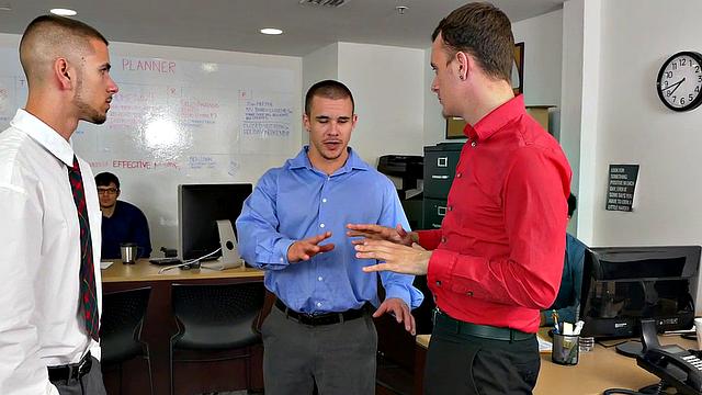 A hot employee get pounded hard by her boss in a wild office threesome