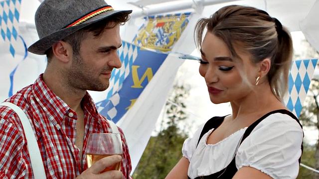 October fest TS babe bareback fucked outdoors under tent