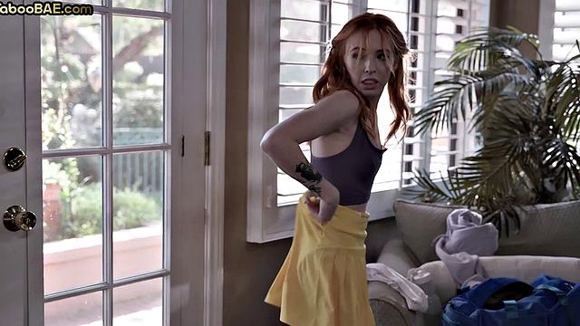 Tiny ginger babe sucks cock and gets pussy rammed by her BF