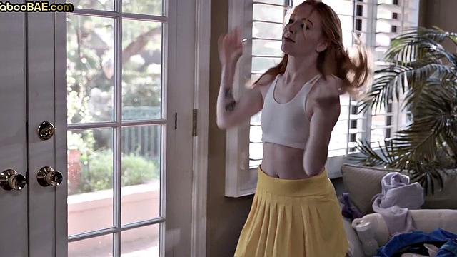 Tiny ginger babe sucks cock and gets pussy rammed by her BF