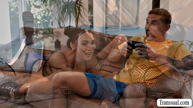 Caught my stepmom getting fucked by TS