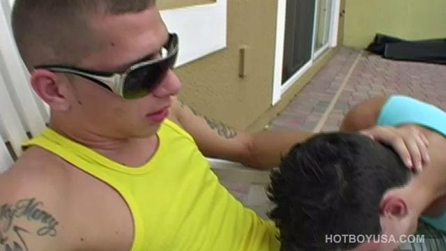 Jake is a cute pool boy, who is busy at his work when Eric comes outside for a smoke. Once these two horny boys make eye contact there's no stopping their thirst for hot sex and it starts with Eric getting a blow job pool-side.