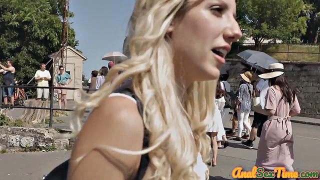 Pierced blonde babe analfucked by Black Cock