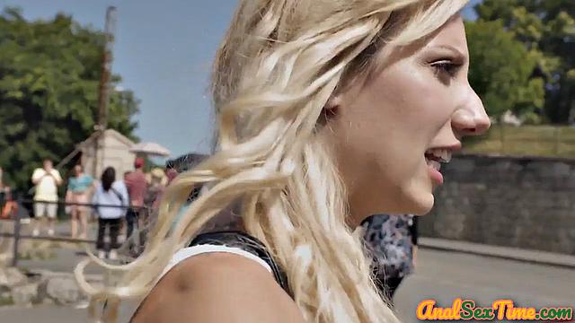 Pierced blonde babe analfucked by Black Cock