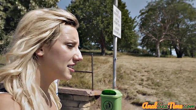 Pierced blonde babe analfucked by Black Cock