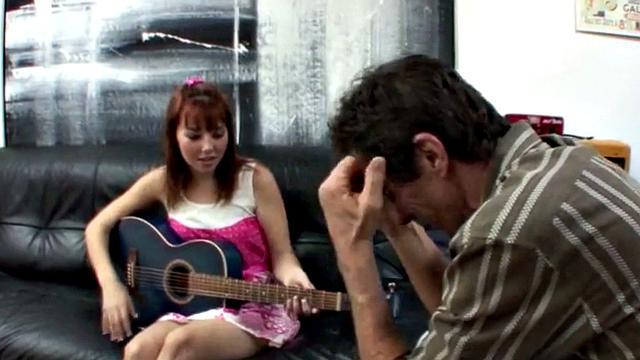 Slutty teen fucks gramps after blowjob