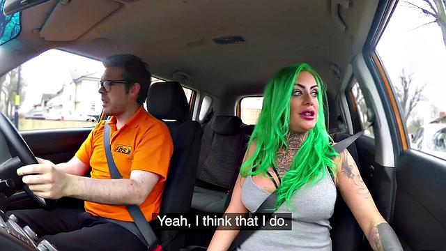 Busty student dickriding teacher before blowjob