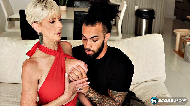 60-year-old, Foxxxy fucks her son's best friend