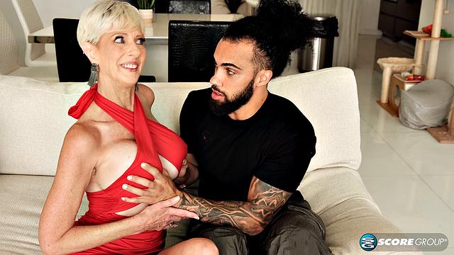 60-year-old, Foxxxy fucks her son's best friend