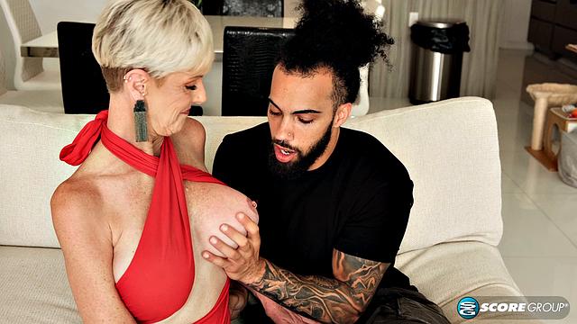 60-year-old, Foxxxy fucks her son's best friend