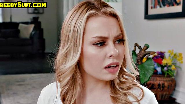 Cockhungry babysitter got her pussy fucked while fingering it