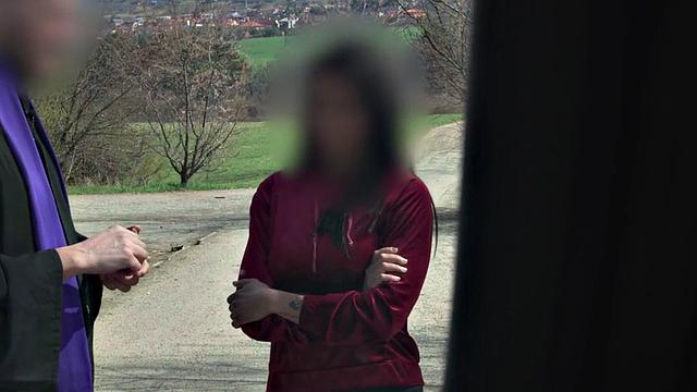 Pulled bigtitted babe fucked by a priest