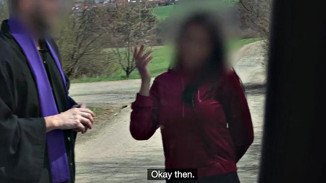 Pulled bigtitted babe fucked by a priest