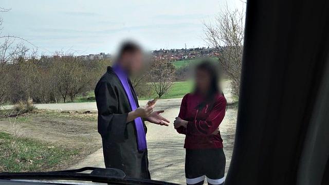 Pulled bigtitted babe fucked by a priest