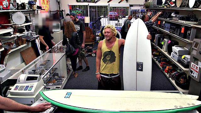 Amateur blond fucked in pawn shop office after blowjob