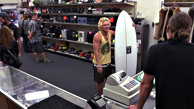 Amateur blond fucked in pawn shop office after blowjob