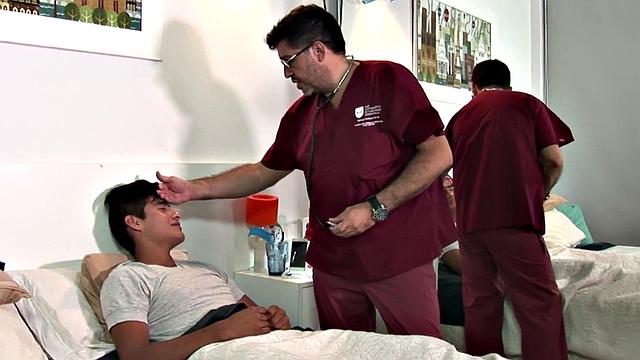 DILF doctor barebacked by latino jock after head