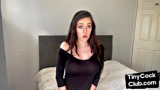 Solo femdom babe laughs at home on small dicks