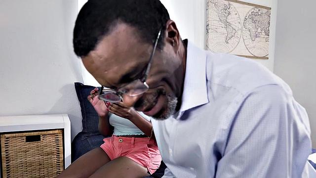 BBC pounds tight pussy of black beauty in shorts reverse cowgirl action