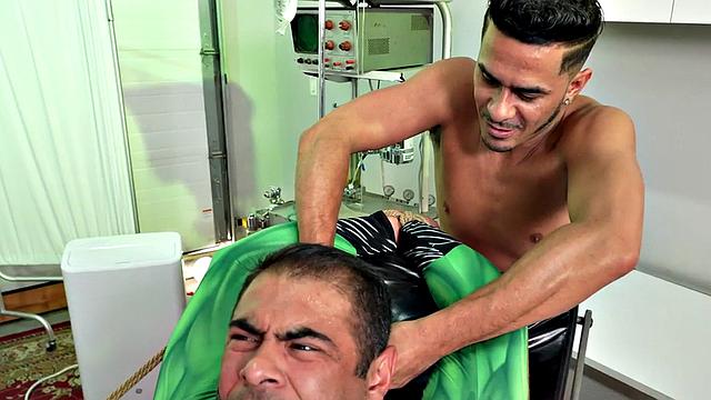 BDSM cosplay hunk barebacked at infirmary till climax