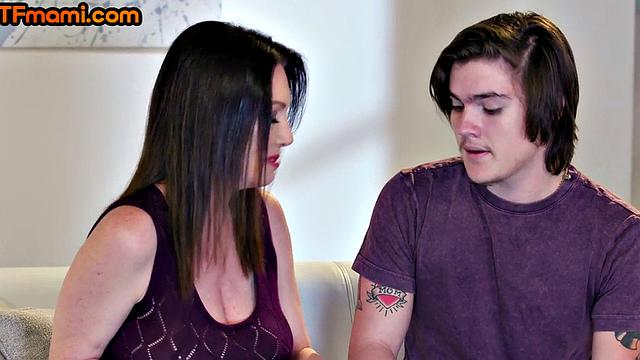 DTF stepmom rides stepsons cock after tityfucking