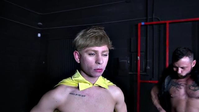 Submissive twink deep sucks crossdresser cock and feet