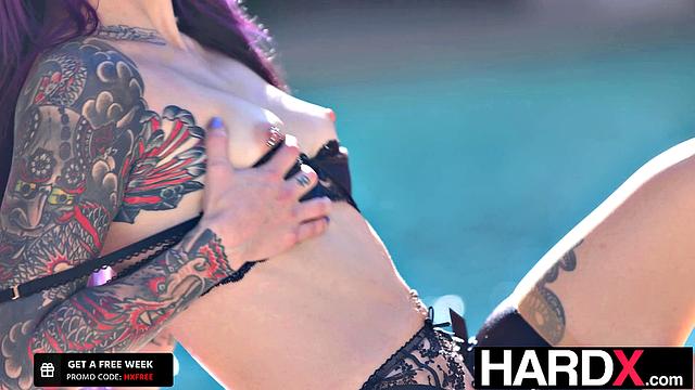 HardX - Purple Haired Babe Squirts All Over Mega Hunk
