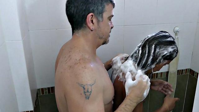 Small Asian twink fucked in bathtub by foot fetish DILF