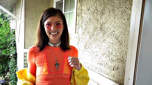 Pissing loving babe in high heels throat by BF