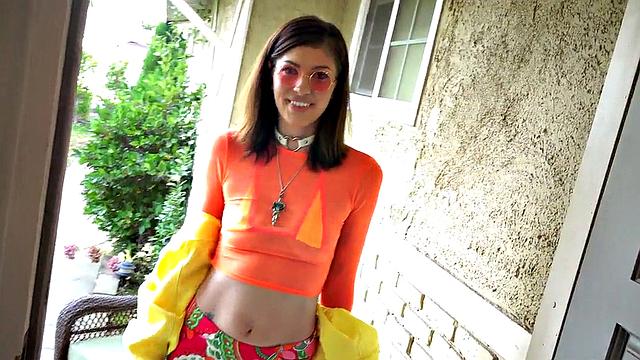 Pissing loving babe in high heels throat by BF